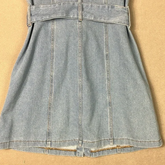 Nanushka Denim Mora Wash 80’s Style Belted Dress Women’s size M - Picture 13 of 14